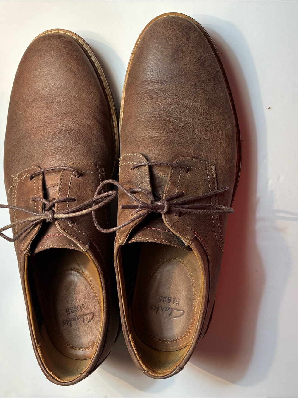 Clarks Brown Nubuck Lace-Up Derby Shoes Men’s 11 Excellent Condition